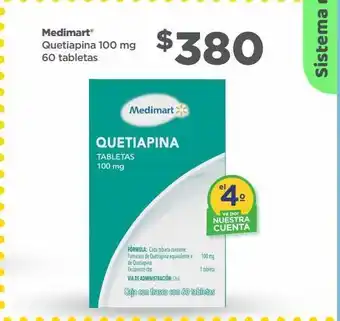 Bodega Aurrerá Quetiapina 100mg c/60 tabs oferta