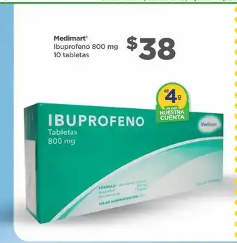 Bodega Aurrerá Ibuprofeno 800mg c/10 tabs oferta
