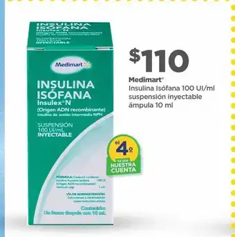 Insulina isófana suspensión inyectable ámpula 10ml