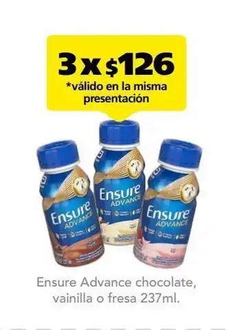 Farmacia San Pablo Ensure advance chocolate vainilla o fresa 237 ml oferta