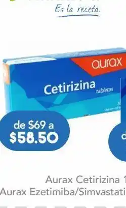 Aurax cetirizina 10mg 10 tabletas