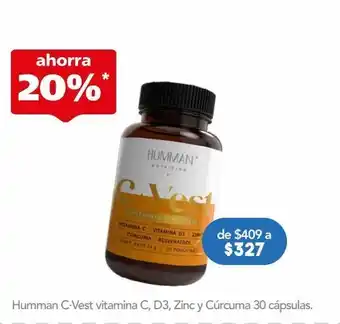 Farmacia San Pablo Humman c·vest vitamina c, d3, zinc y cúrcuma 30 cápsulas oferta