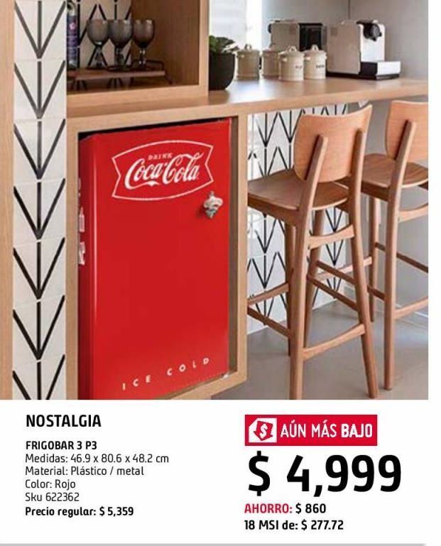 Sodimac Homecenter Refrigerador cocacola rojo 3.2 pies oferta