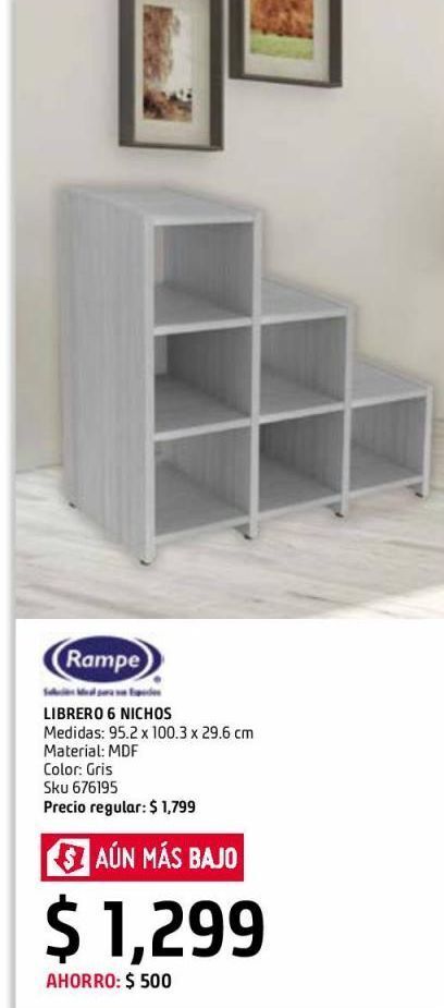 Sodimac Homecenter Librero 6 nichos gris oferta