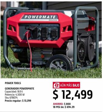 Sodimac Homecenter Generador 4500e w marca powermate oferta