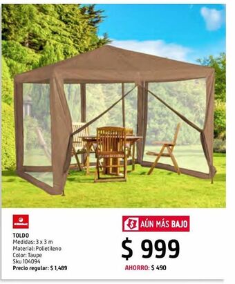 Sodimac Homecenter Toldo comedor taupe oferta