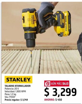 Sodimac Homecenter Taladro atornillador v20 ion litio sin carbones stanley fatmax oferta