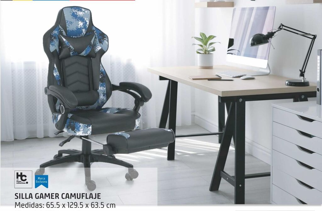 Sodimac Homecenter Silla gamer camuflaje azul con negro oferta