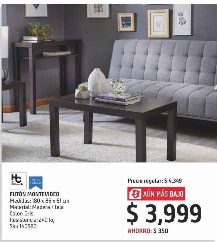 Sodimac Homecenter Futón montevideo tela gris oferta