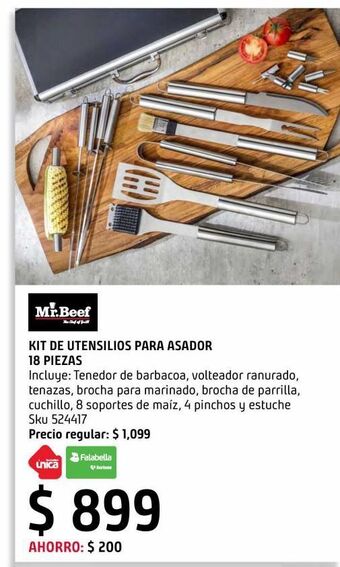 Sodimac Homecenter Kit de utensilios asador aluminio 18 pzs oferta