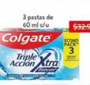 Pasta dental colgate triple acción xtra blancura 3 pzas de 60 ml c/u