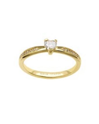 Joyerías Bizzarro Anillo de compromiso de oro amarillo con un diamante corazón de 19 puntos y 18 diamantes de 0.33 oferta