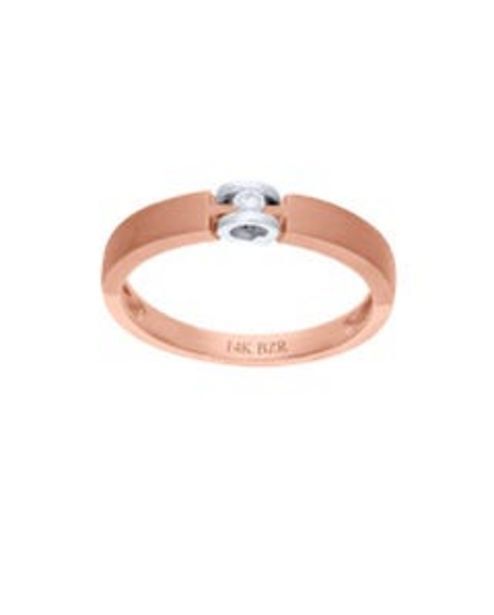 Joyerías Bizzarro Anillo solitario oro rosa y blanco 14k con 5 pts de diamante oferta
