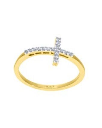 Joyerías Bizzarro Anillo de oro amarillo 14k con 11pt de diamante oferta