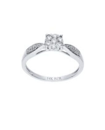 Joyerías Bizzarro Anillo de oro blanco 14k con 25pts de diamante oferta