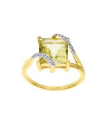 Joyerías Bizzarro Anillo de oro amarillo 14k con 3pts de diamante y cuarzo lemon oferta