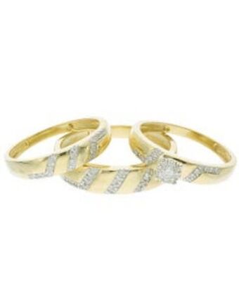 Joyerías Bizzarro Trio de anillos de oro amarillo y blanco 14k con 33pts de diamante oferta