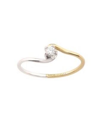 Joyerías Bizzarro Anillo de compromiso solitario de oro blanco y amarillo diamante 10 puntos oferta