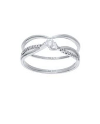 Joyerías Bizzarro Duo de anillos de oro blanco 14k con 20pts de diamante (h) (si2) oferta