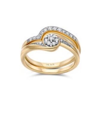 Joyerías Bizzarro Duo de anillos de oro amarillo 14k con 20pts de diamante (g-i) (si1-si2) oferta