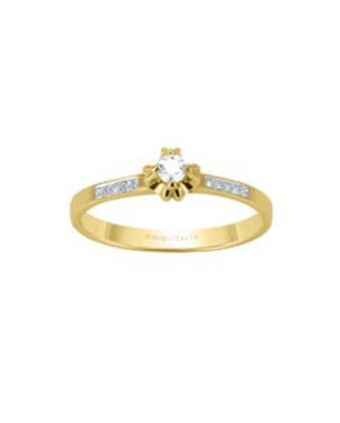Joyerías Bizzarro Anillo de compromiso de oro amarillo 14k con 8 diamantes de .25 puntos y 1 diamante de 9 puntos oferta
