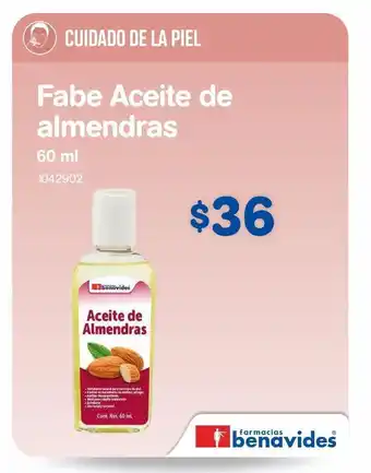 Farmacias Benavides Fabe aceite de almendras 60ml oferta