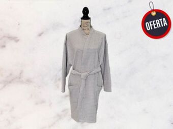 Bata de baño wafle gris