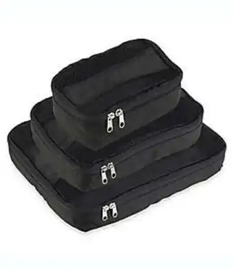 Estuches de viaje de poliéster latitude 40°n® color negro, set de 3 pzas.