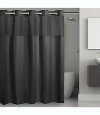 Cortina de baño de poliéster hookless® con diseño tipo rejilla, 1.8 x 1.87 m color negro