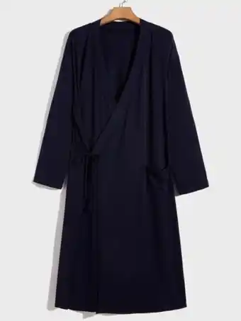 Hombres bata homewear con nudo lateral unicolor
