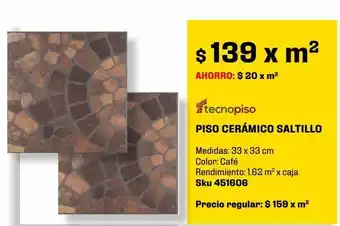 Piso saltillo 33x33 mate