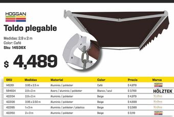 Sodimac Homecenter Toldo plegable color café 2.90 x 2.0 m oferta