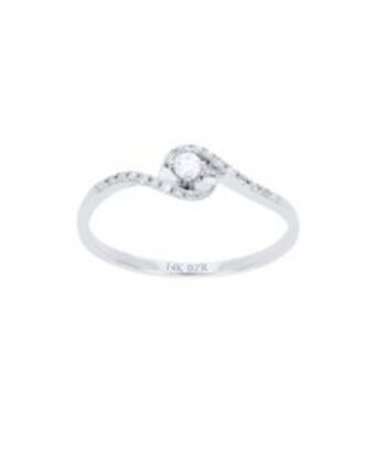 Joyerías Bizzarro Anillo de compromiso de oro blanco 14k con 11 puntos de diamante oferta