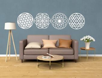 Set de 4 figuras decorativas para pared geometría blanco