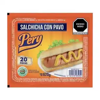Soriana Súper Salchicha de pavo pery 620 gr oferta