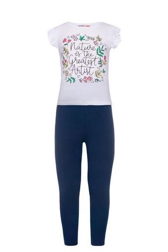 Conjunto playera estampada flores con legging para niña