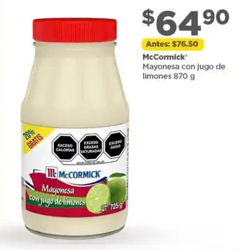 Bodega Aurrerá McCormick Mayonesa con Jugo de Limones 870g oferta