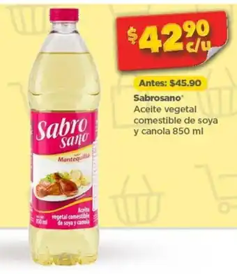 Bodega Aurrerá Sabrosano Aceite Vegetal Comestible de Soya y Canola 850ml oferta