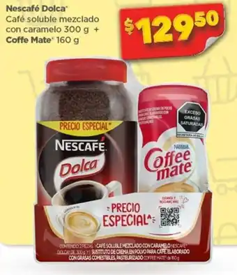 Bodega Aurrerá Nescafé Dolca Café Soluble Mezclado con Caramelo 300g +Coffee Mate 160g oferta