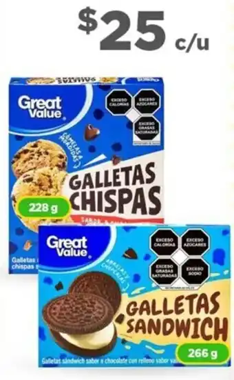 Bodega Aurrerá Great Value Galletas Chispas 228g or Galletas Sandwich 266g oferta
