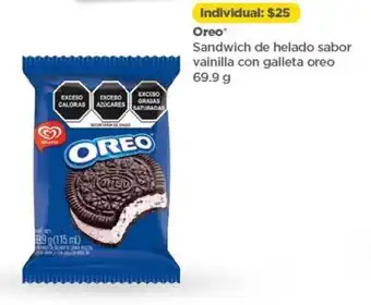 Bodega Aurrerá Oreo Sandwich de Helado Sabor Vainilla con Galleta 2 x 69.9g oferta
