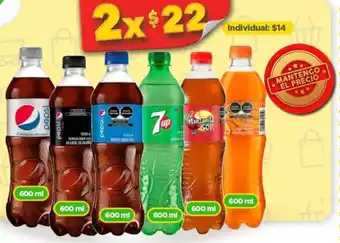 Bodega Aurrerá Refresco Sabor Cola Assorted 2 x 600ml oferta