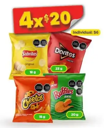 Bodega Aurrerá Sabritas 18g | Doritos 23g | Cheetos 18g | Ruffles 20g oferta
