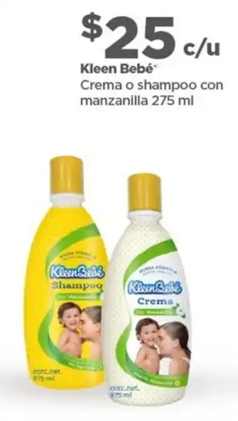 Bodega Aurrerá Kleen Bebé Crema o Shampoo con Manzanilla 275ml oferta