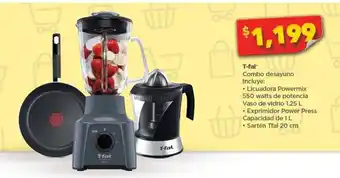 Bodega Aurrerá T-Fal Combo Licuadora Powermix 1.25L | Expirimidor Power Press 1L | Sartén 20cm oferta