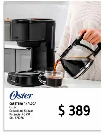 Sodimac Homecenter Cafetera oster de 5 tazas con filtro permanente bvstdc05 oferta