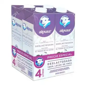 Leche alpura deslactosada 1 paquete con 4 piezas de 1 lt c/u