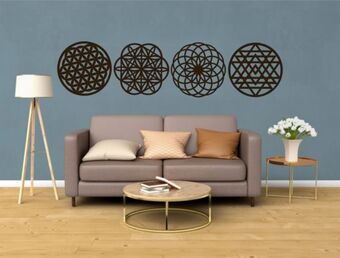 Muebles Dico Set de 4 figuras decorativas para pared geometría café oferta
