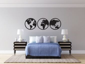 Muebles Dico Set de 3 figuras decorativas para pared mapa mundi negro oferta