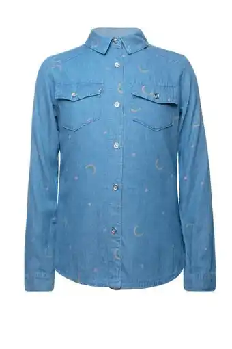 Camisa manga larga de mezclilla para niña